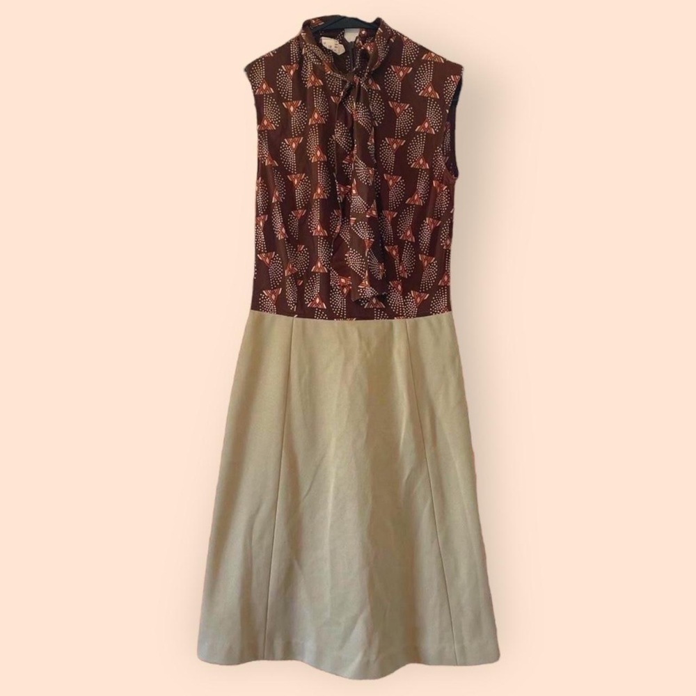 Vintage Brown Dress With Neck Tie